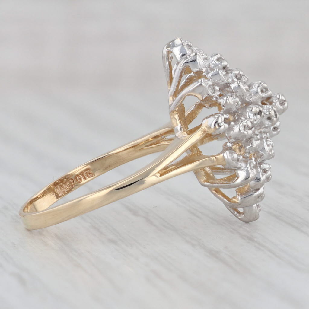 0.12ctw Diamond Cluster Ring 10k Gold Size 7.5 Cocktail