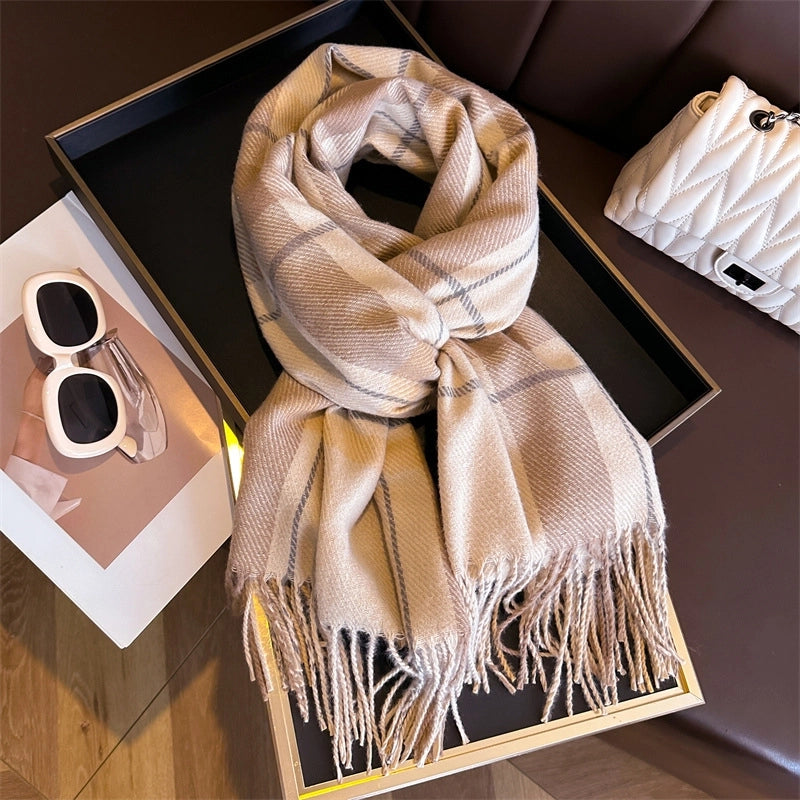 Unisex Business Basic Minimalist Tassel Imitation Cashmere Polyester Scarf
