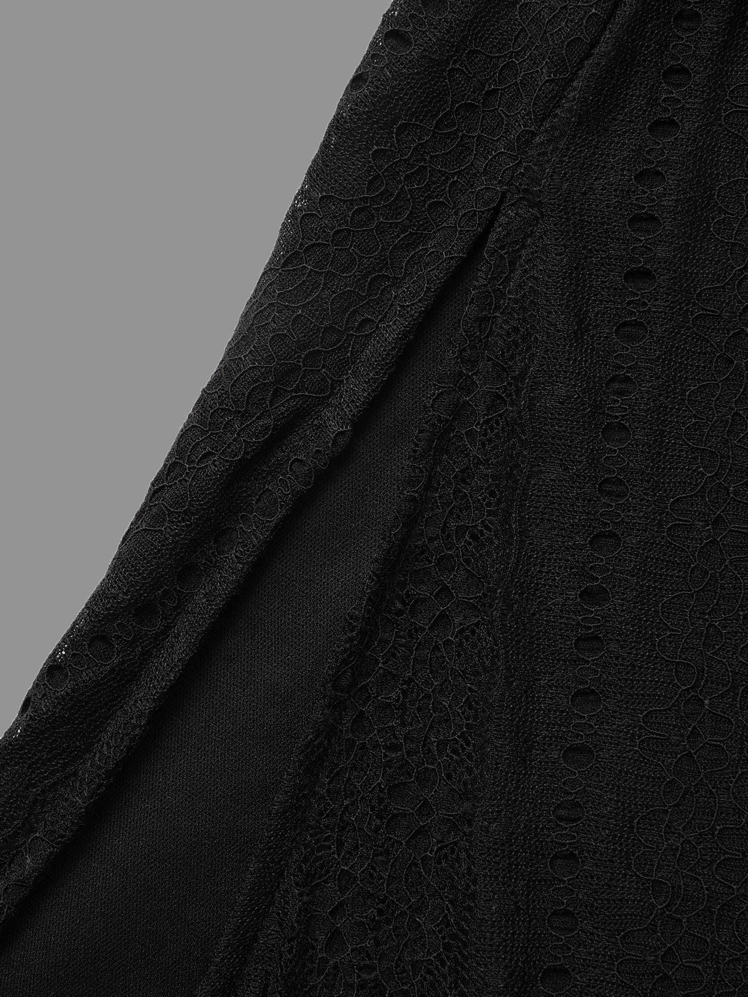 Lace Panel Square Neck Tie Knot Dress