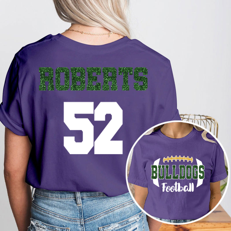 Personalized Mascot Name And Number Football Game Day Teacher Two Sided T-Shirt