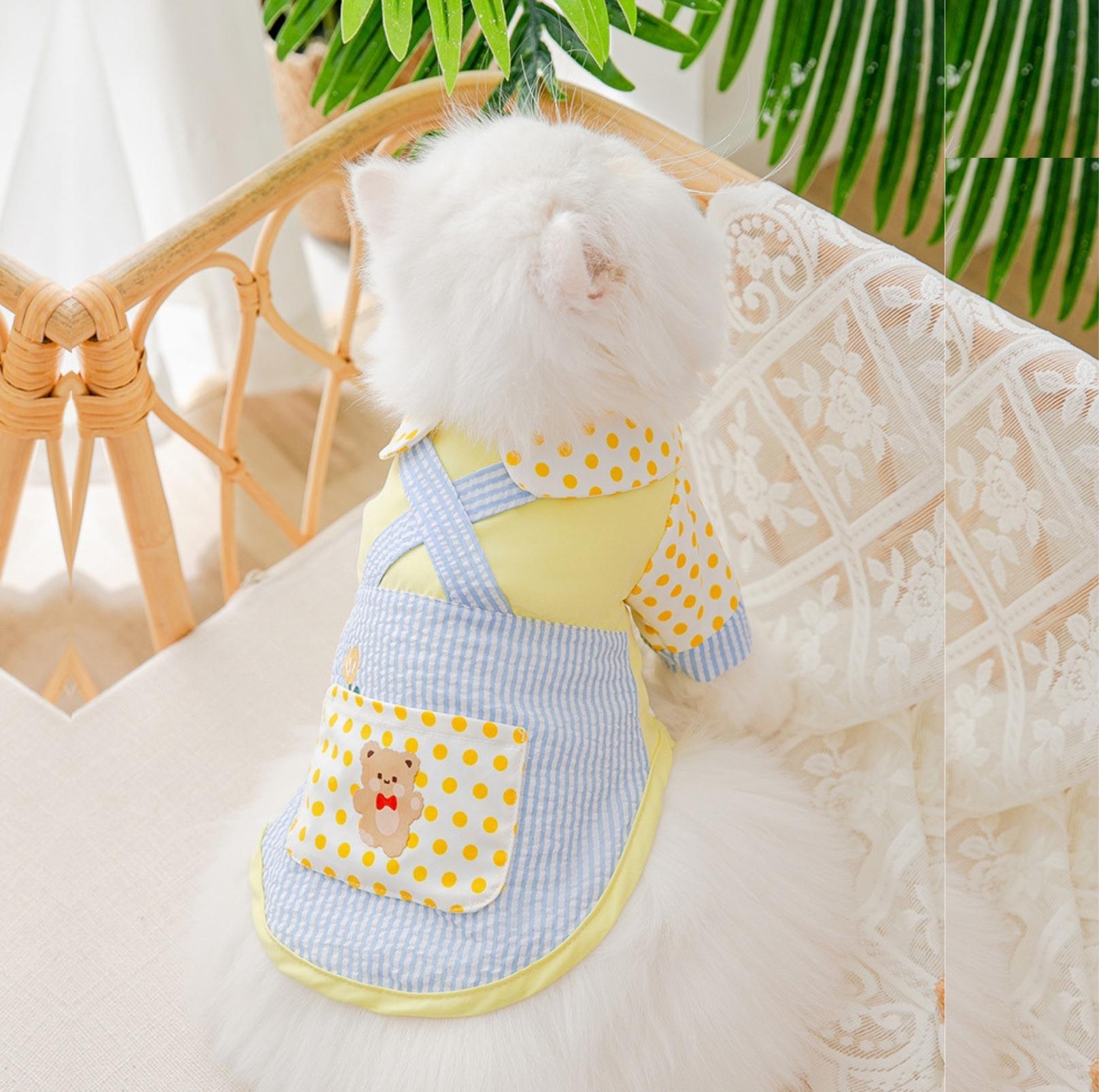 Rustic Style Striped Polka Dot Pet Shirt