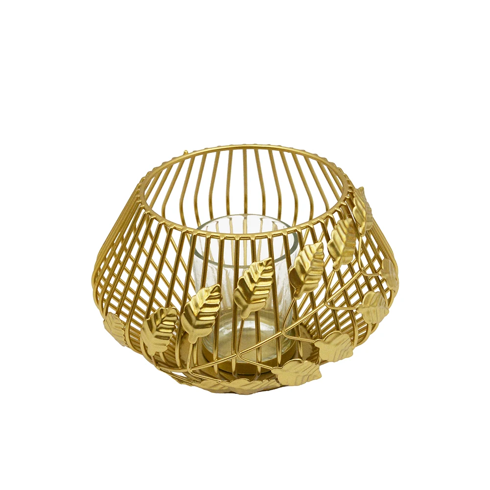 Gold Metal Wire Candle Holders Decorative Gifts Rotating