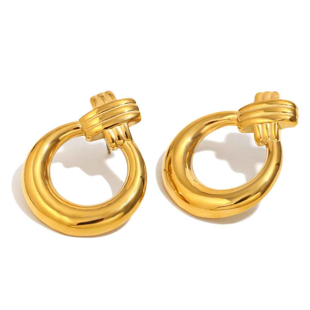 Fashionable Niche Geometric Lobster Hoop Grape Earrings Stainless Steel 18K Gold Plated Angel Earrings