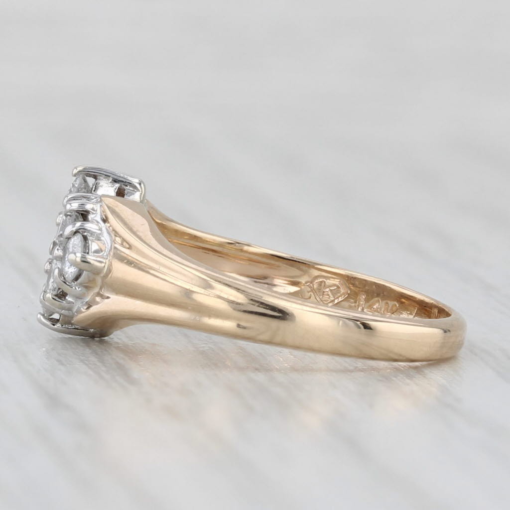 0.34ctw Diamond Cluster Ring 14k Yellow Gold Size 4.5