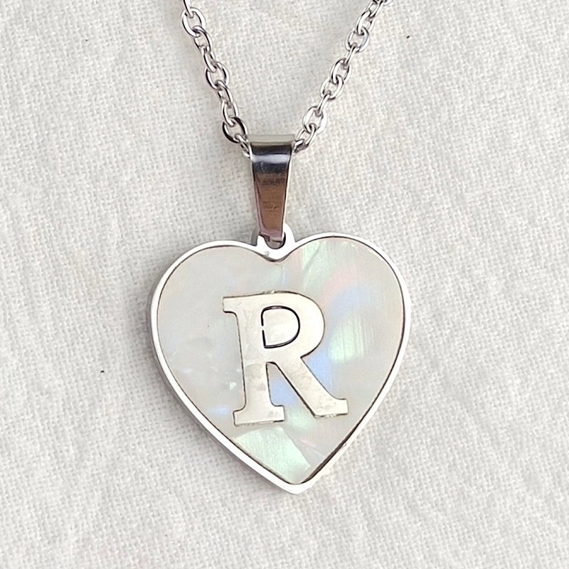 Cute Sweet Letter Titanium Steel Plating Inlay Shell Pendant Necklace