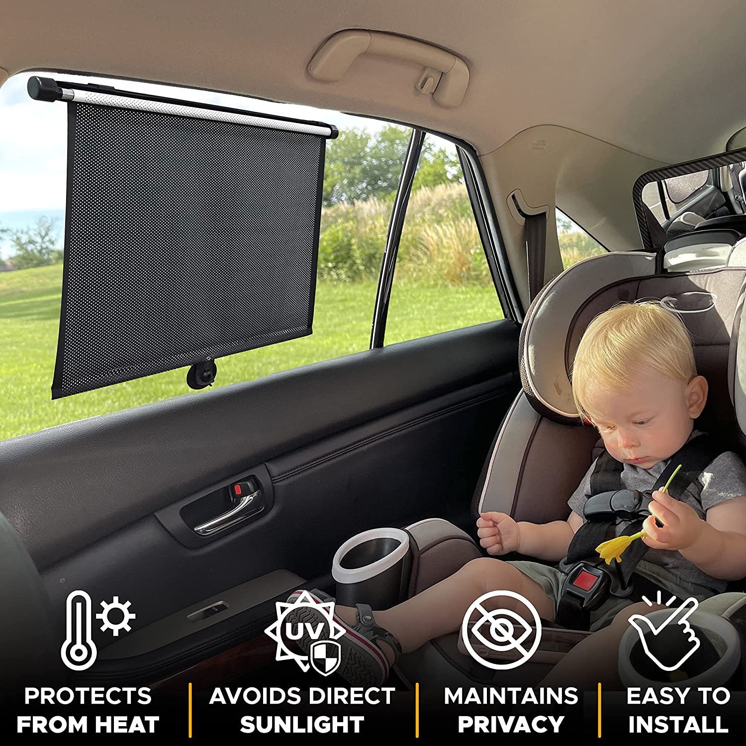 🔥Retractable Window Roller Sunshade For Truck/car/SUV/bedroom/kitchen/living room/office