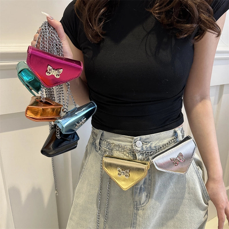 Women's Mini Pu Leather Solid Color Bow Knot Streetwear Triangle Type Magnetic Buckle Crossbody Bag