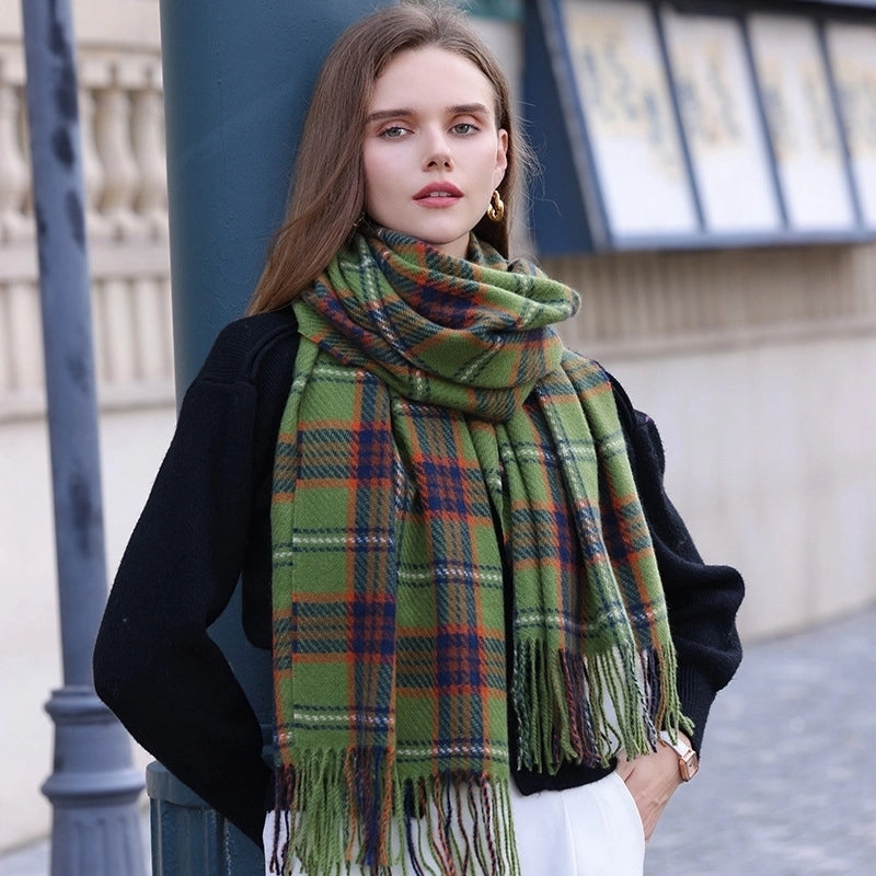 Women's Basic Color Block Imitation Cashmere Tassel Scarf