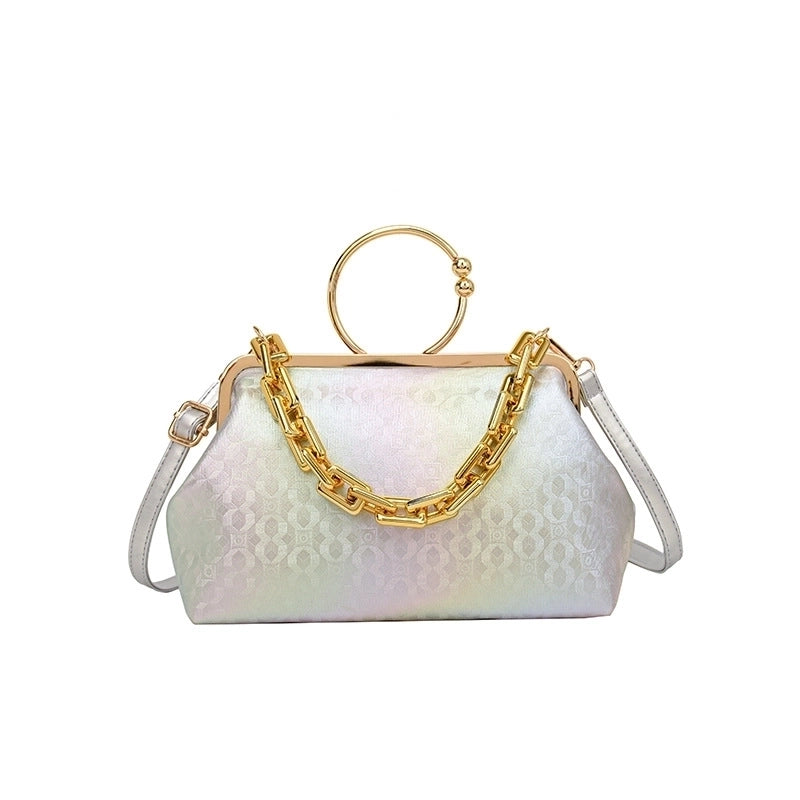 Women's Small Pu Leather Color Block Streetwear Shell Clasp Frame Shoulder Bag Crossbody Bag Dome Bag