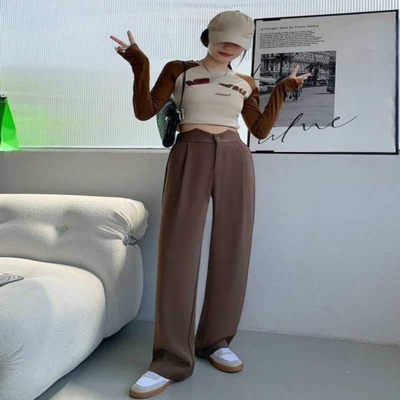 Casual Wide Leg Loose Fit High Waist Pants For Females