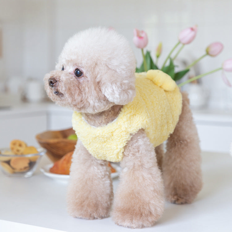 Fleece Furry Animal Decor Buttoned Dog Cat Jacket