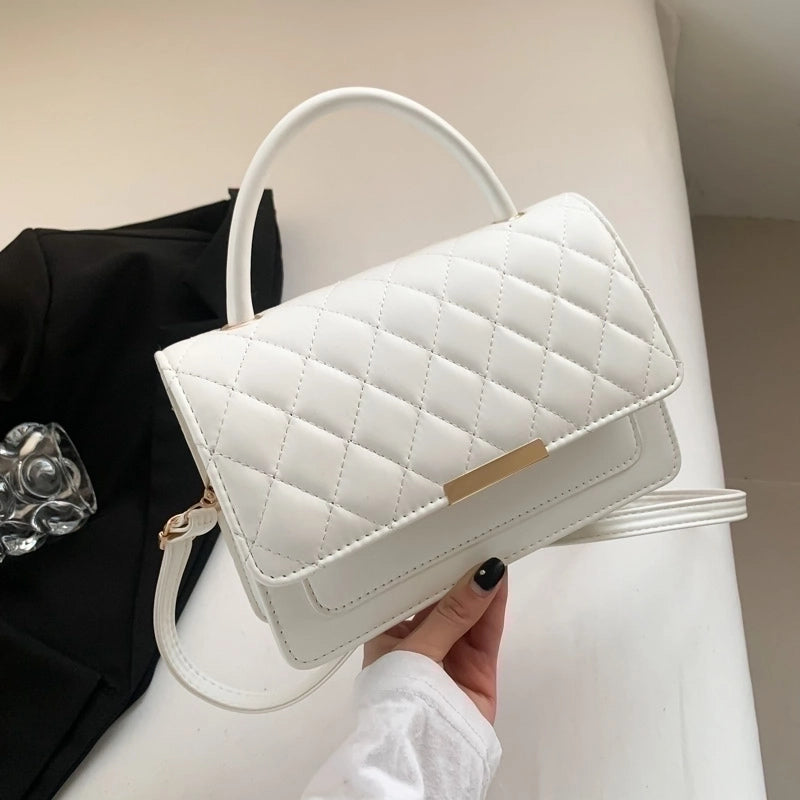 Women's Pu Leather Solid Color Classic Style Square Flip Cover Shoulder Bag