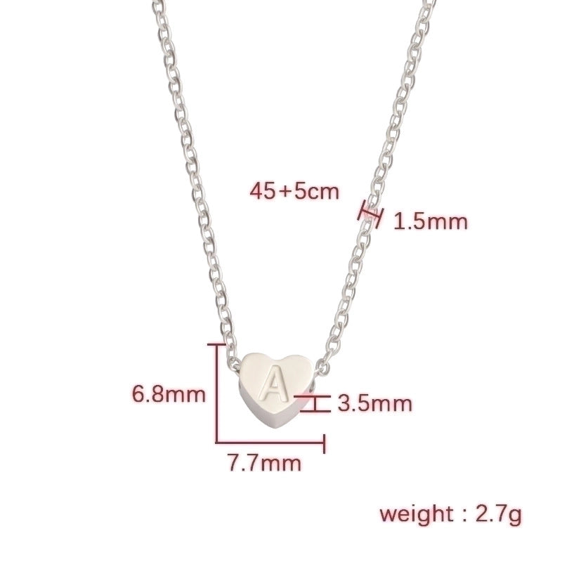 Stainless Steel Titanium Steel 18K Gold Plated Minimalist Letter Heart Shape None Pendant Necklace