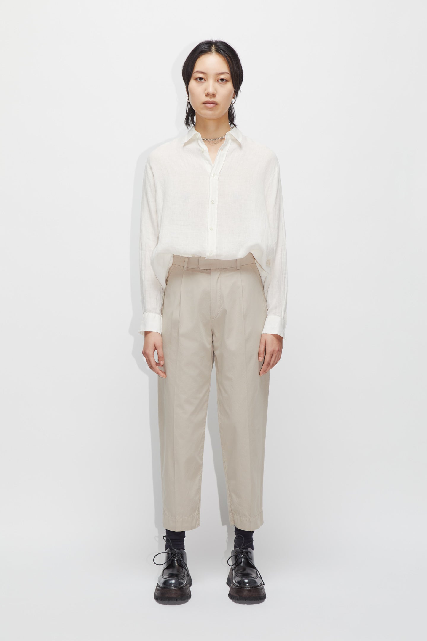 Cropped High Waist Trousers