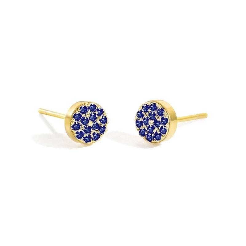 Minimalist Round Stainless Steel Inlay Artificial Diamond Ear Studs 1 Pair