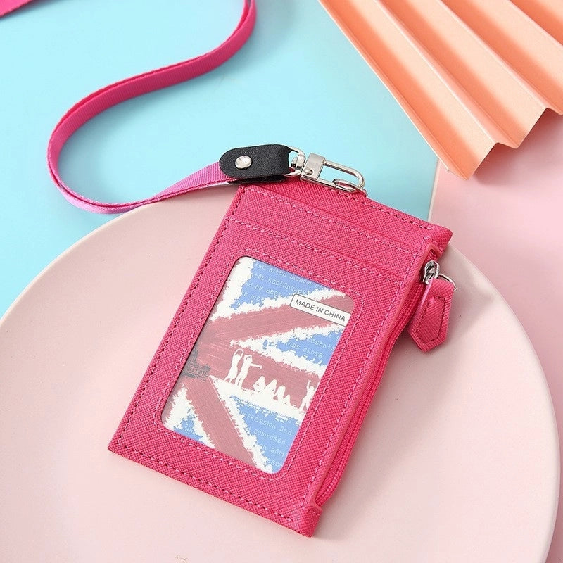Unisex Solid Color Pu Leather Zipper Card Holders