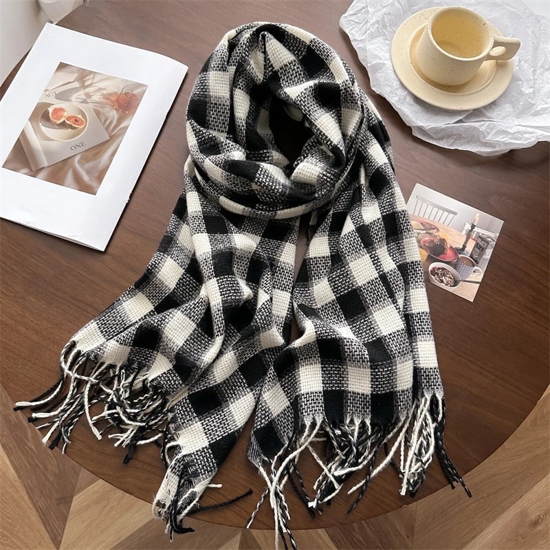 Unisex Business Basic Minimalist Tassel Imitation Cashmere Polyester Scarf