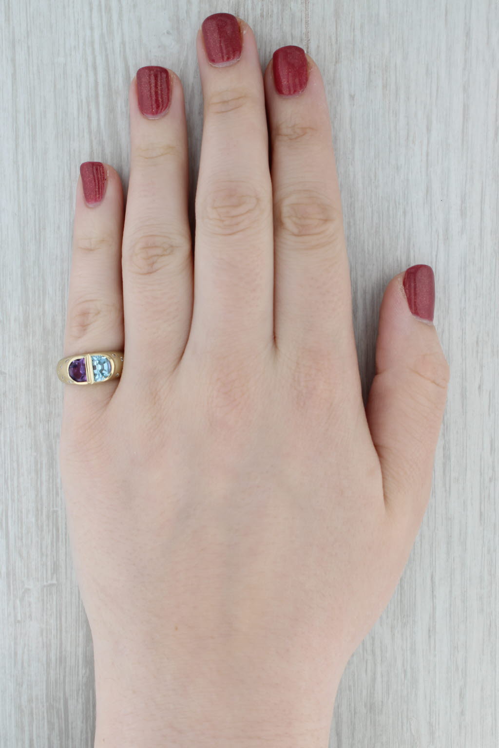 2.14ctw Amethyst Topaz Diamond Ring 14k Yellow Gold Size 6.5