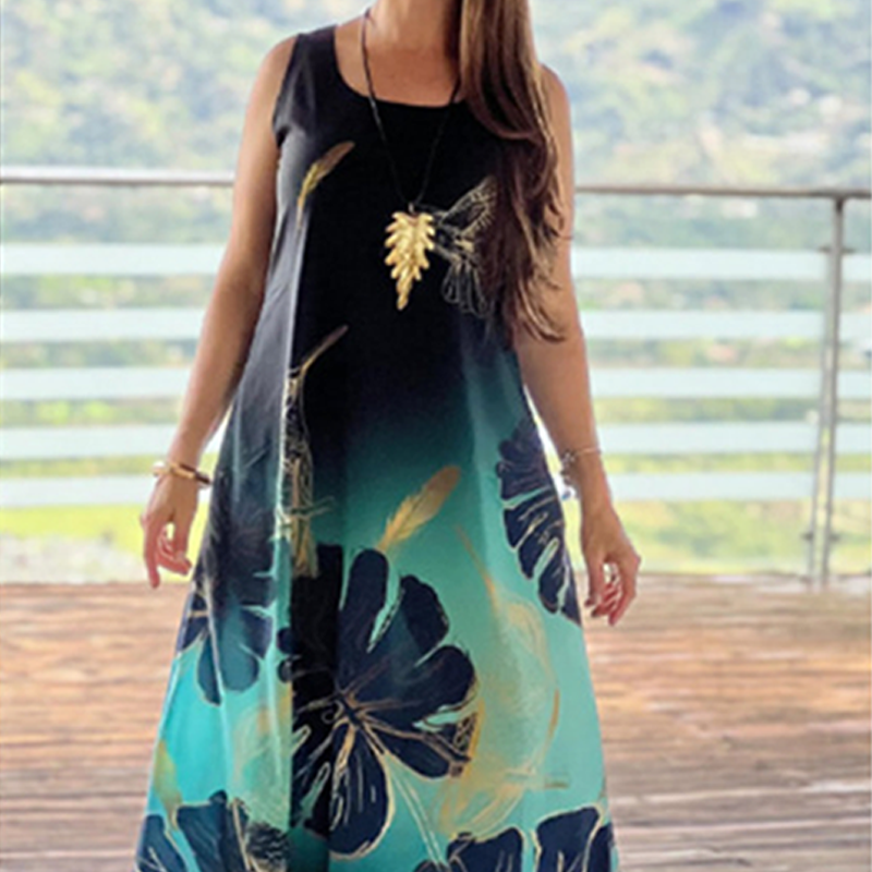 🌿Women’s Loose Printed Sleeveless Maxi Dress💕