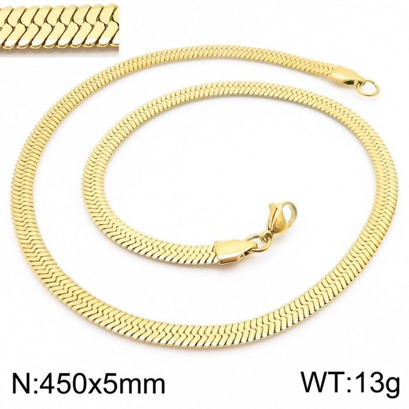 Classic Style Solid Color Titanium Steel 18K Gold Plated Plating Chain Necklace