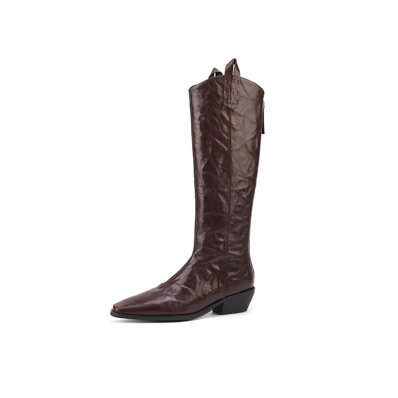 Womens Western Boots Mid Calf Cowboy Boots- Black/Brown Cowgirl Boots