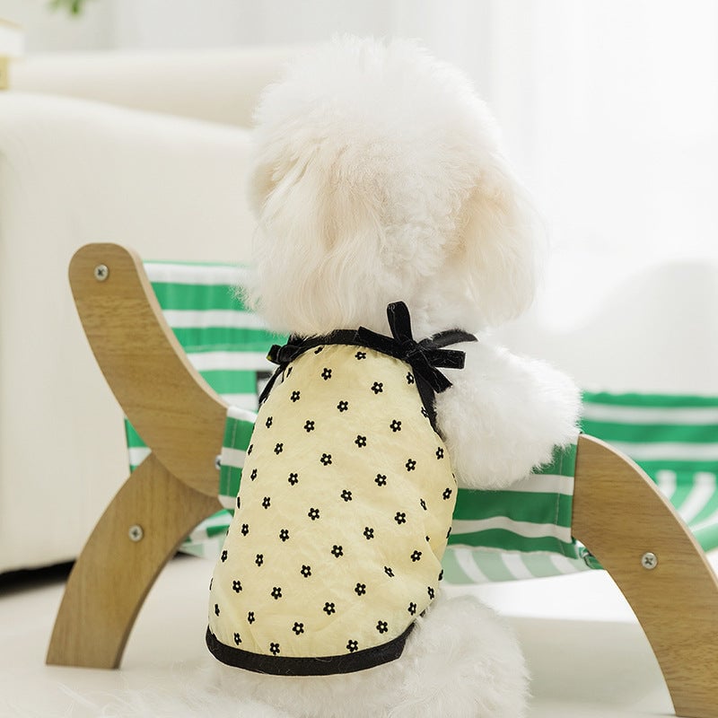 Flower Pattern Breathable Tulle Dog Cat Vest