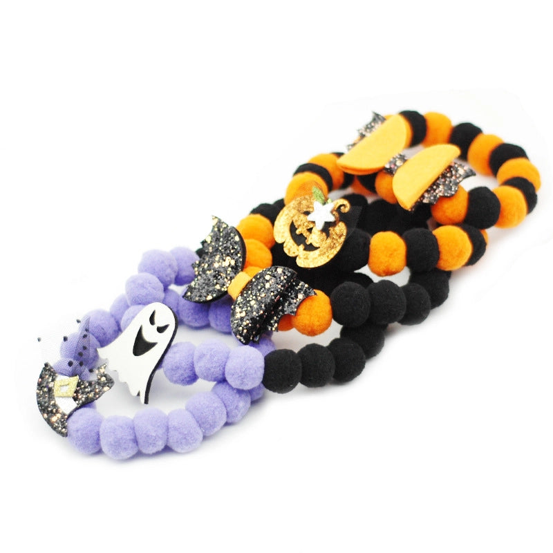 Colorful Ghost Festival Cat Dog Ball Collar Elastic Adjustable Pet Halloween Accessories Cole Duck Accessories