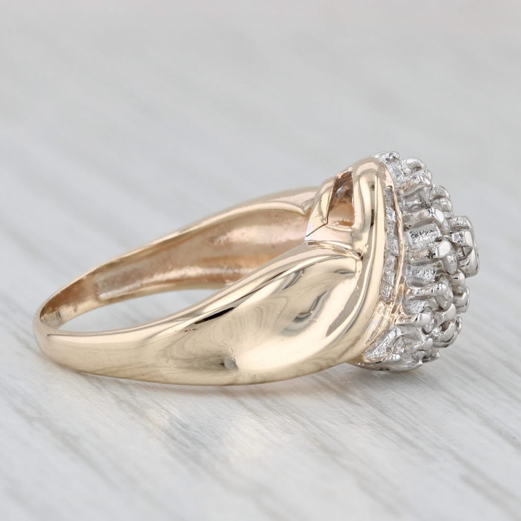 0.70ctw Diamond Cluster Bypass Ring 10k Yellow Gold Size 5