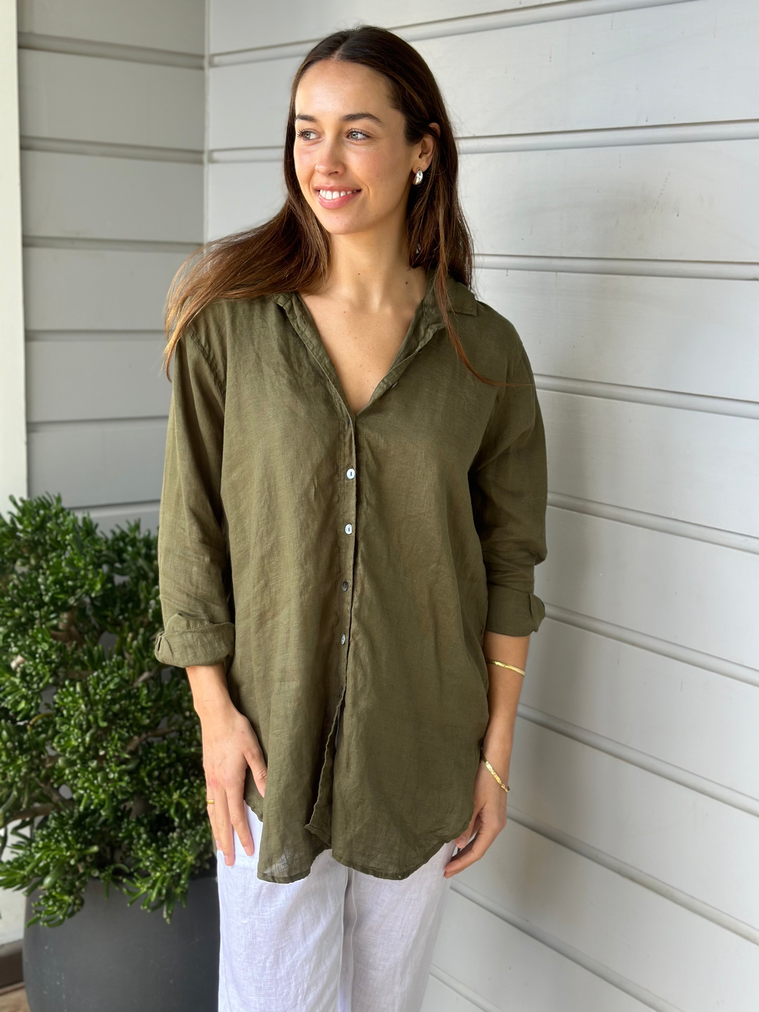 skyla shirt - army linen