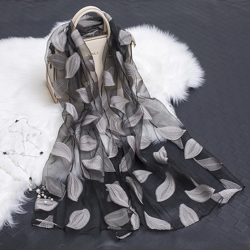 Women's Minimalist Color Block Organza Scarf