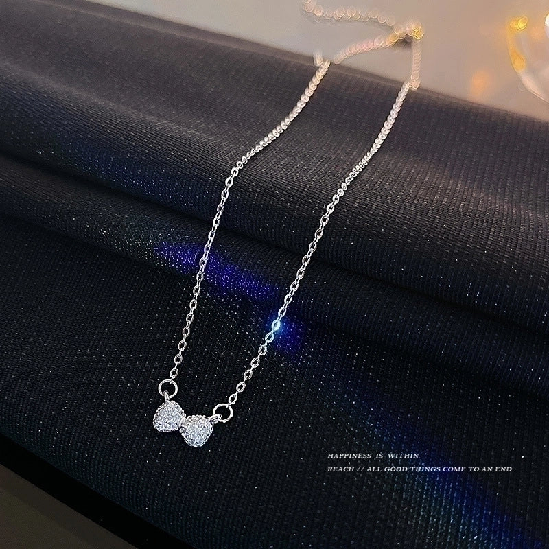 Minimalist Square Flower Bow Knot Alloy Inlay Artificial Pearls Rhinestones Women's Necklace