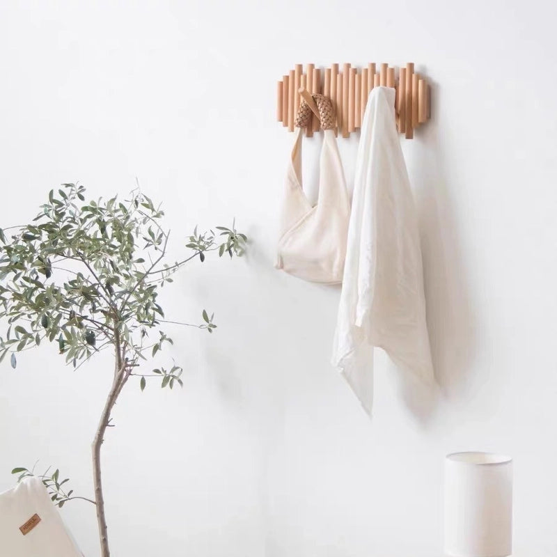 Log Punch-free Storage Hanger Entrance Door Foldable Clothes Hook Household Coat Rack Wall Hanging