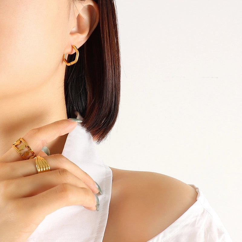 Geometric Plating 304 Stainless Steel No Inlaid 18K Gold Plated Earrings