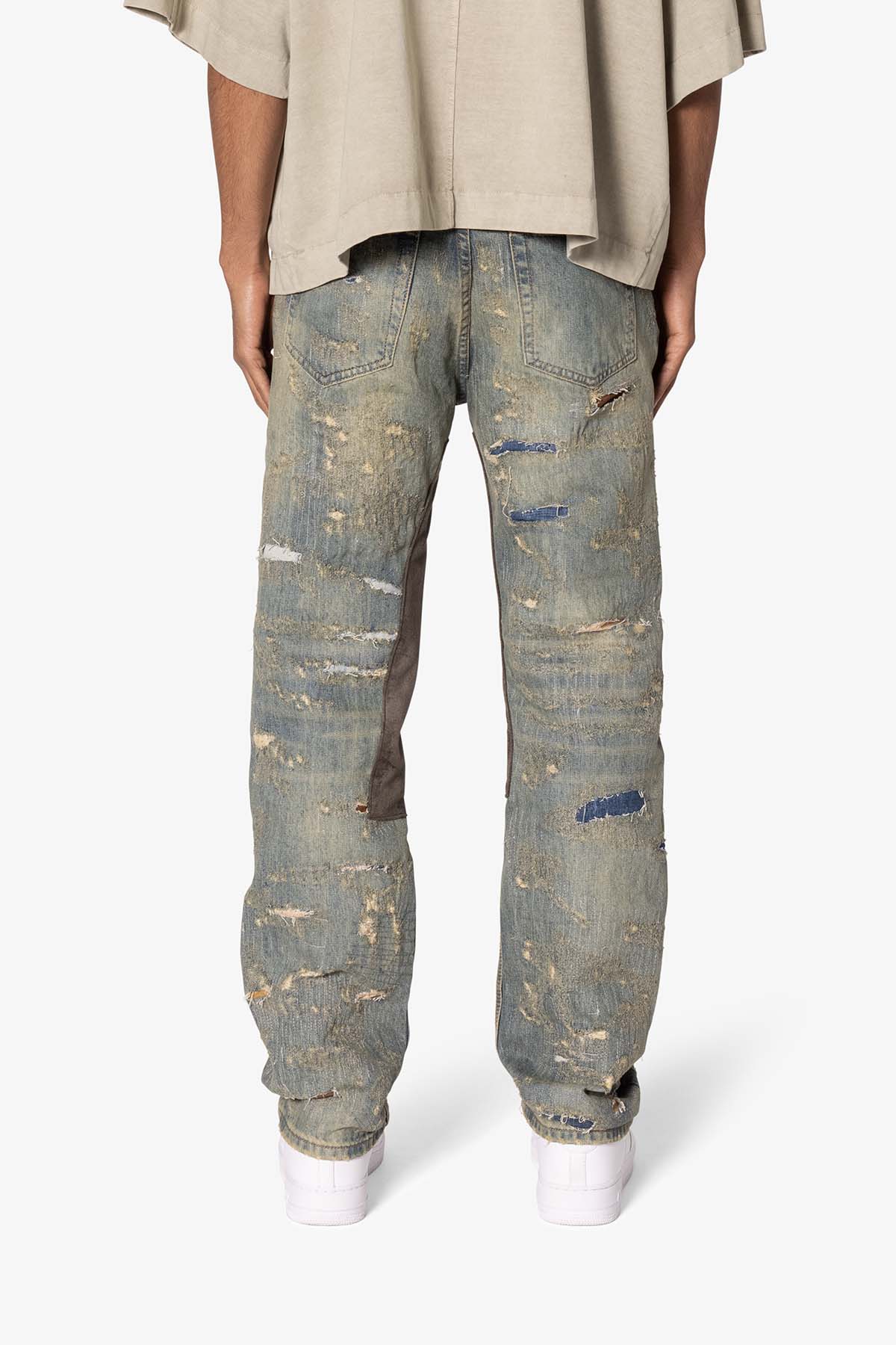 V613 Distressed Saddle Denim - Blue