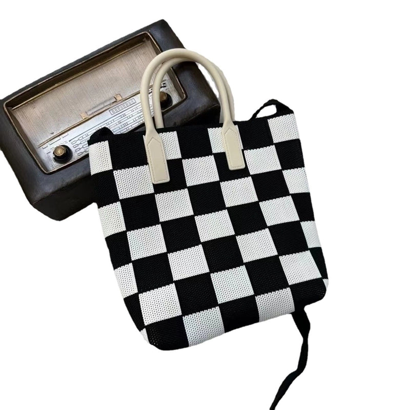 Women's Polyester Plaid Basic Streetwear Bucket Open Shoulder Bag Handbag Crossbody Bag