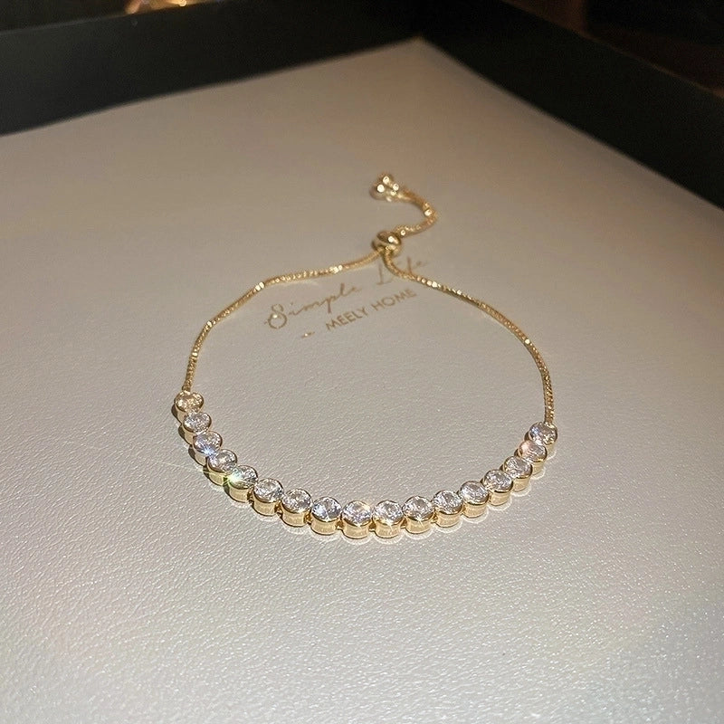 Minimalist Heart Shape Copper Inlay Zircon Bracelets
