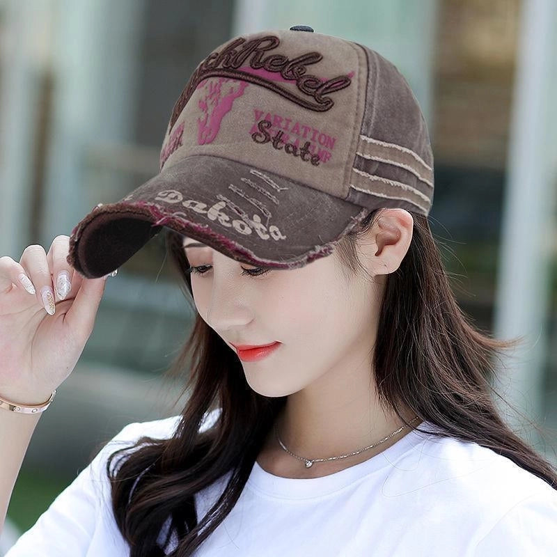 Women's New Hat Spring And Summer Outdoor Sports Baseball Cap American Retro Versatile Sun-proof Embroidered Peaked Cap