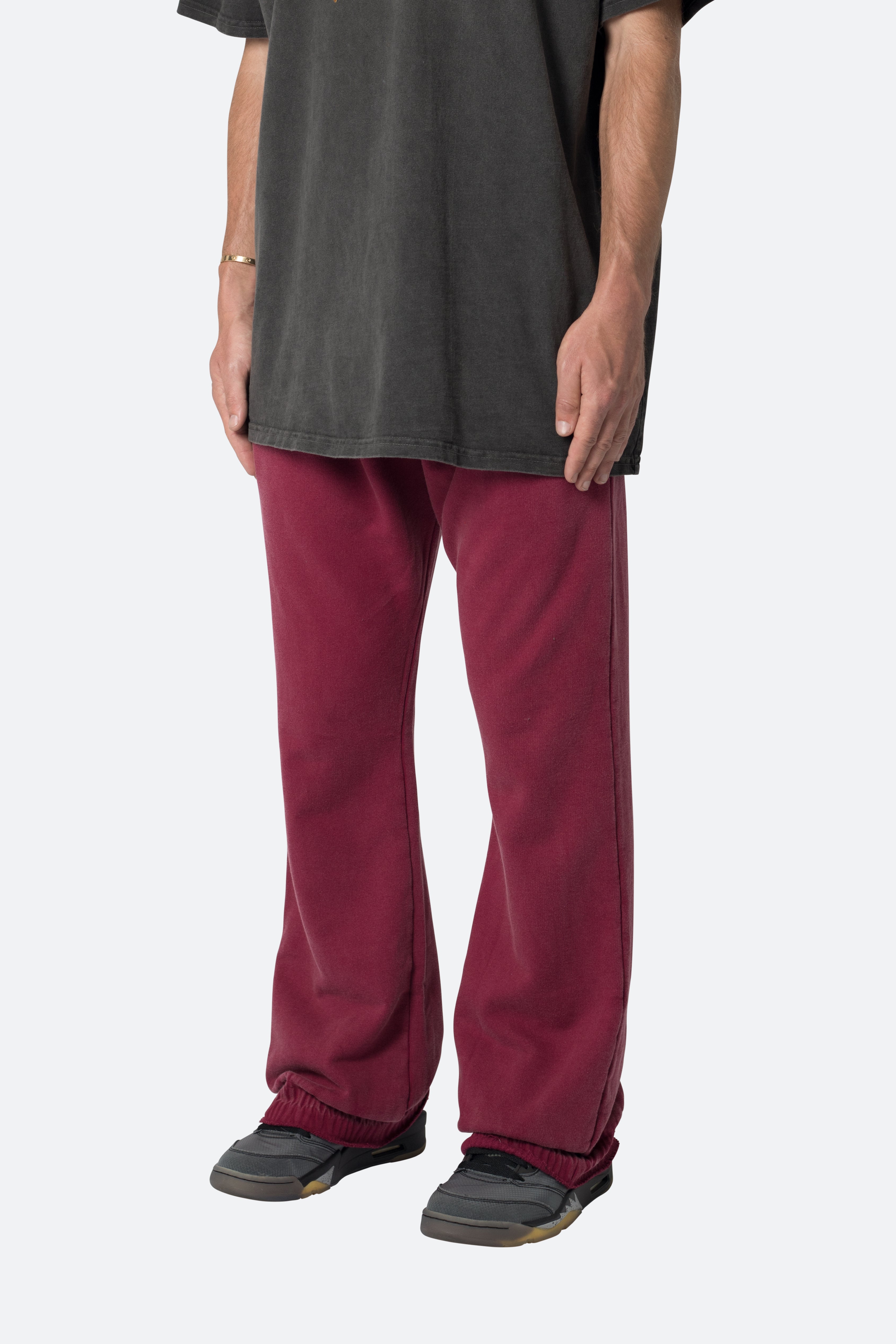 Washed Flare Sweatpants - Magenta