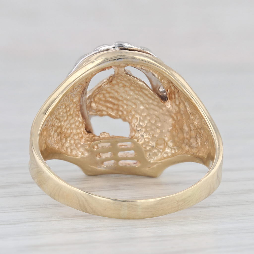 0.20ctw Diamond Horseshoe Horse Ring 14k Gold Size 11.5 Western Lab Created Ruby