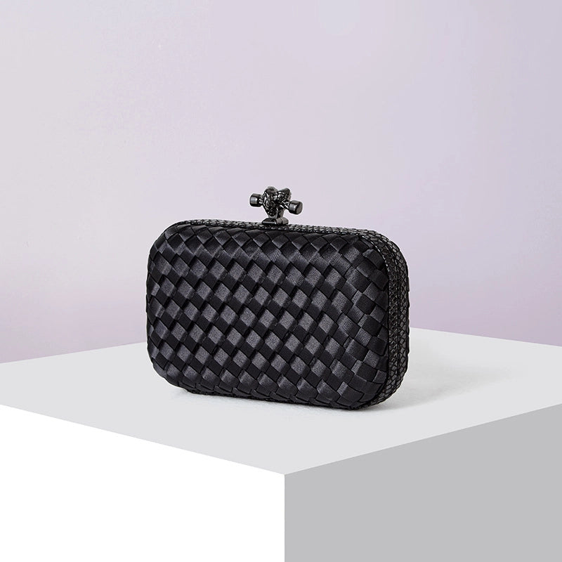 Factory Direct Sales Silk Hand-woven Women's Clutch Crossbody Simple Evening Bag Chain Pouch