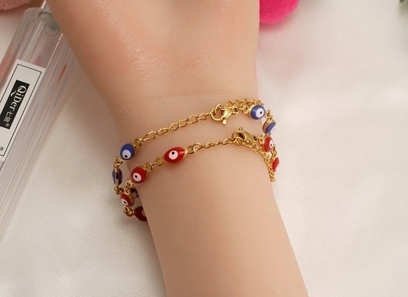 Ethnic Style Devil's Eye Stainless Steel Enamel Bracelets