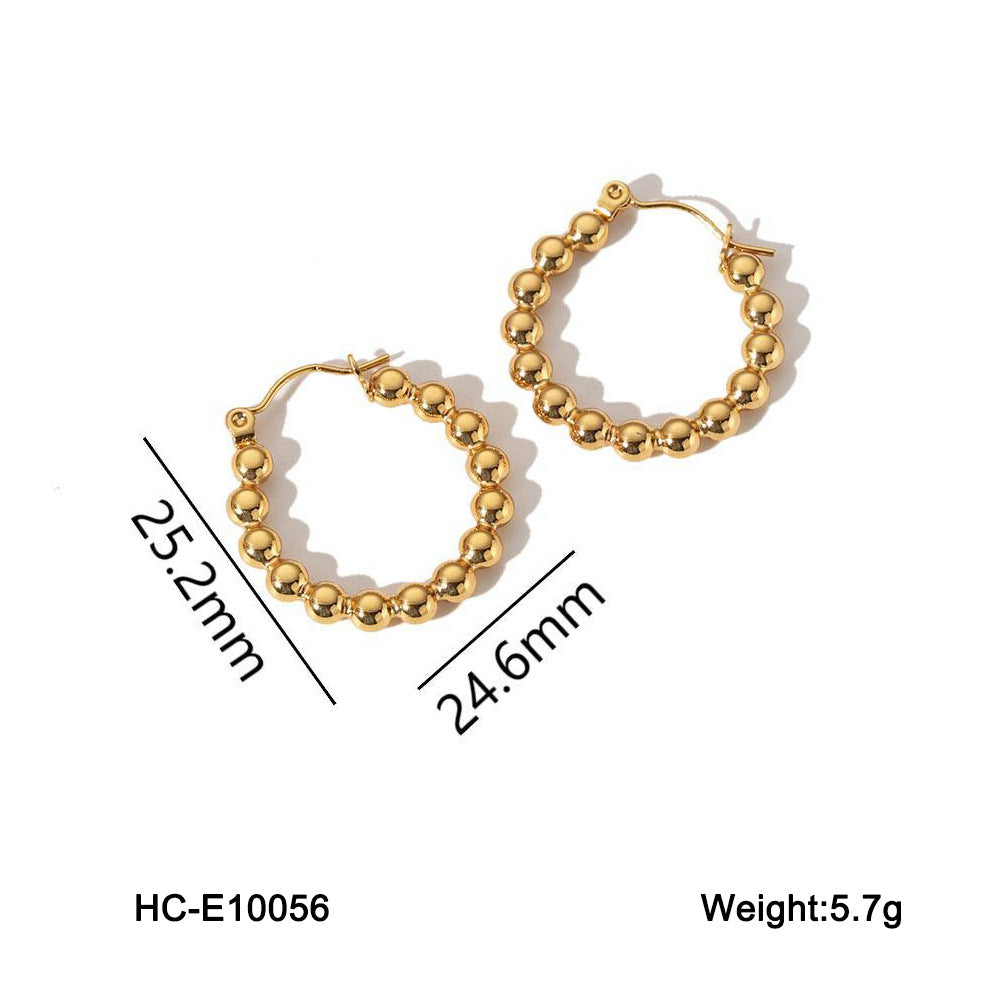Sphere Geometric Stainless Steel Electroplating Earrings