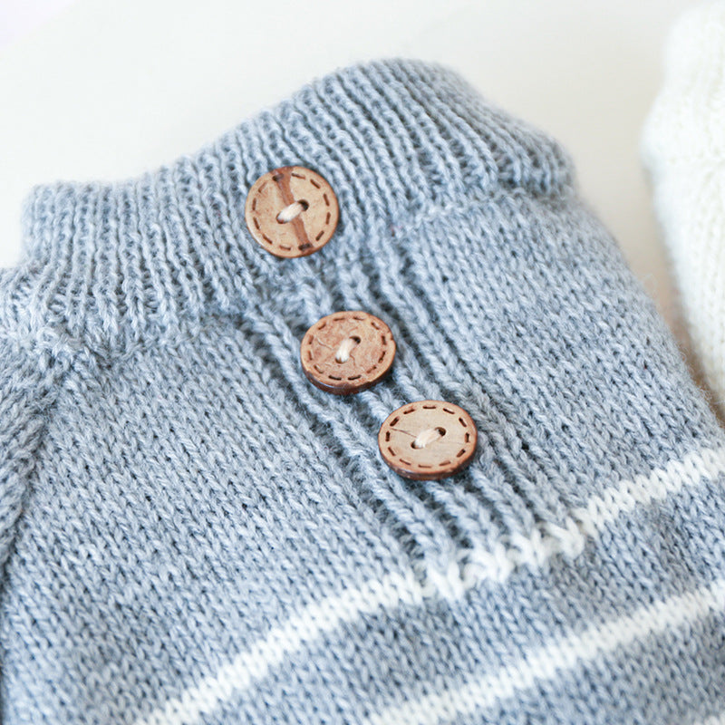 Striped Buttoned Dog Cat Sweater