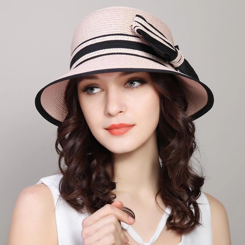 Women's Pastoral Minimalist Solid Color Bowknot Wide Eaves Baseball Cap