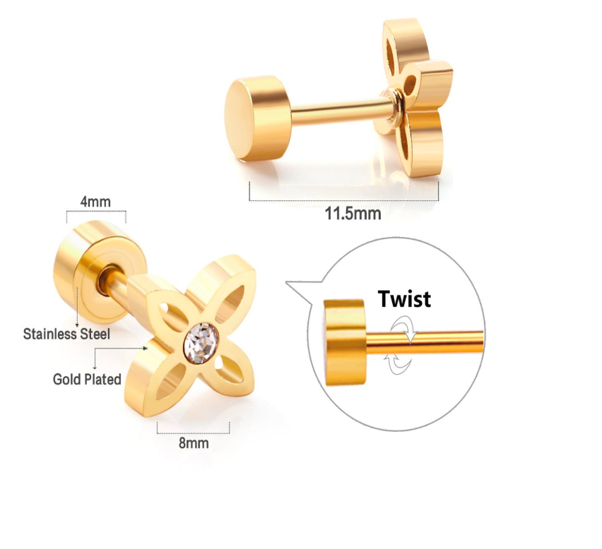 Sparkle flower studs - Gold