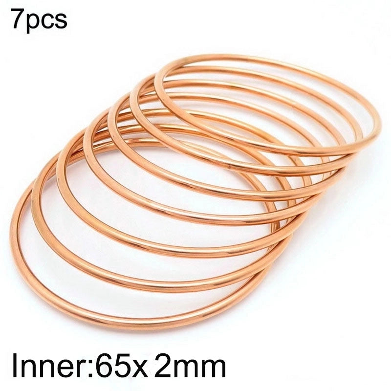 304 Stainless Steel 18K Gold Plated Minimalist Round Solid Color Bangle
