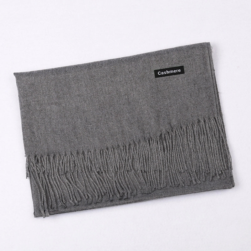 Pure Color Cashmere Scarf Women's Autumn And Winter Popular 220g Light Board Tassel Warm Shawl Travel Gift