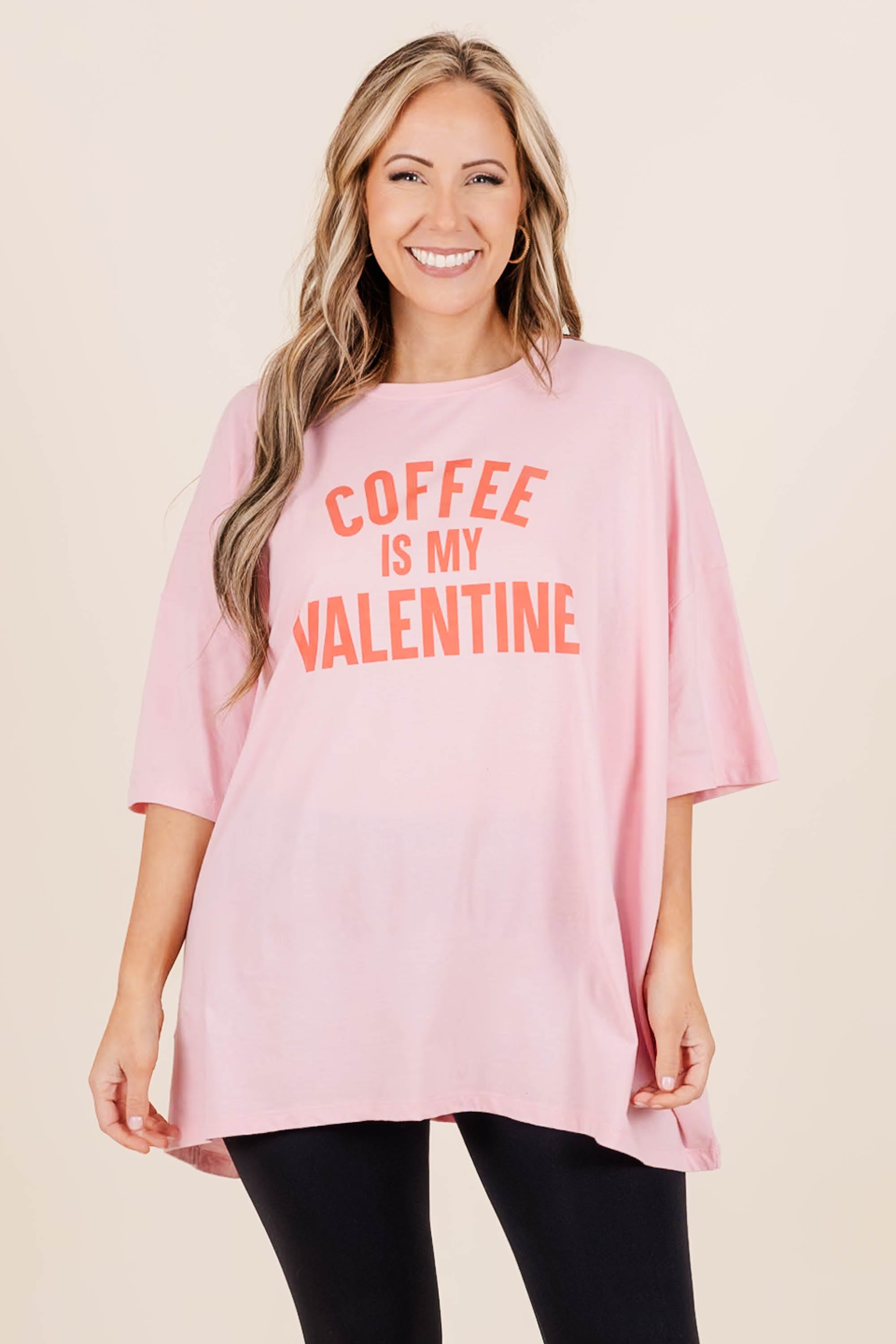 Caffeine Is Love Boyfriend Tee. Dusty Pink