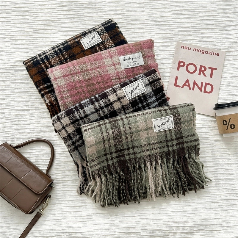 Women's Elegant Plaid Imitation Cashmere Scarf