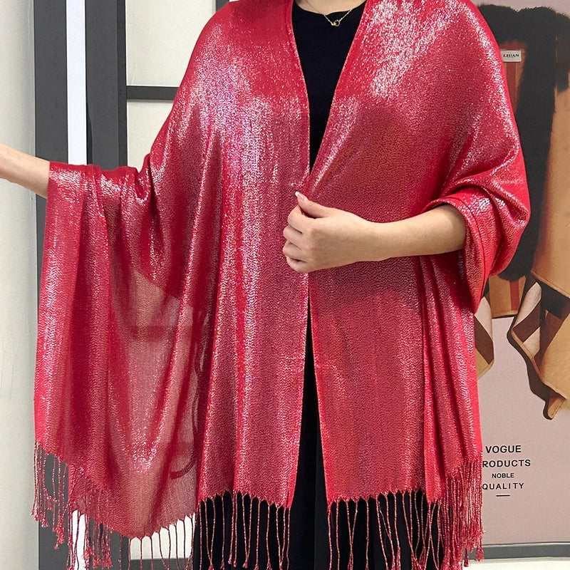 Exclusive For New Women's Shawl Autumn And Summer Women Tassel Silver Silk Ball Dinner Party Scarf